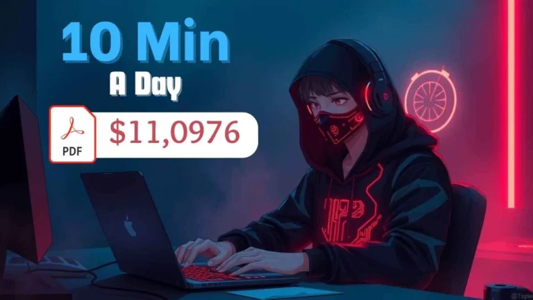 Make $10k/month from selling digital products online with a 10-minute-a-day PDF side hustle illustration