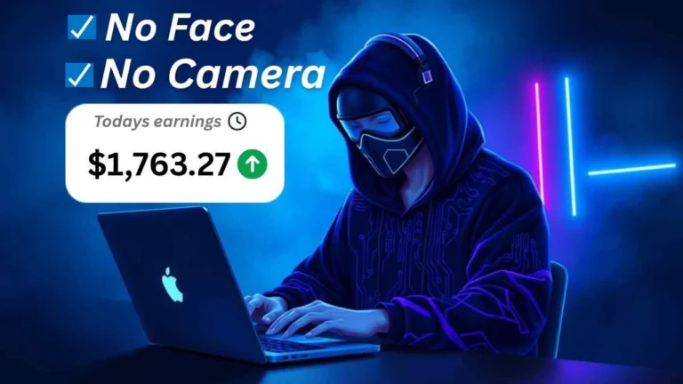 Best AI Hustle How I Earn $200+ Daily in 2025 – no face, no camera earnings screenshot showing $1,763.27 today.